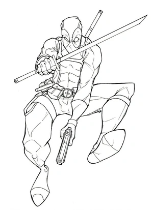 Página para Colorir A Incrível Aventura do Deadpool