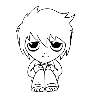 Página para Colorir Chibi L do anime Death Note