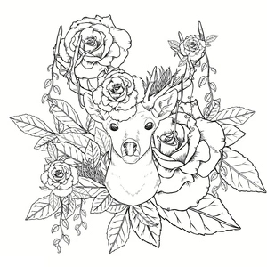 Página para Colorir Retrato Mandala de Veado Floral
