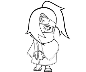 Página para Colorir Chibi Deidara com um sorriso alegre
