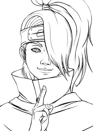 Página para Colorir Retrato Feliz de Deidara