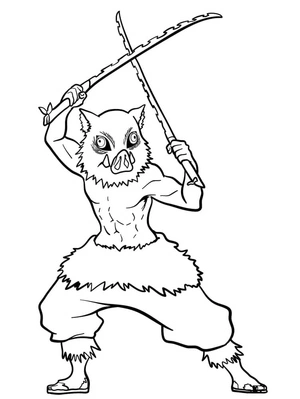 Página para Colorir Inosuke de Demon Slayer