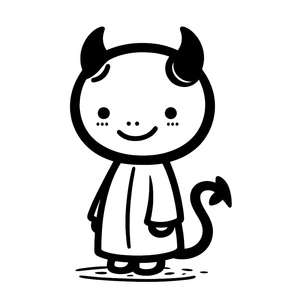 Diabinho sorridente, fácil página para colorir de demônio, imprimível grátis