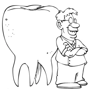 Página para Colorir Dente Grande e Dentista