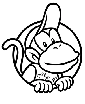 Diddy Kong sorrindo, fácil Diddy Kong coloring page, free printable