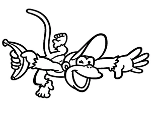 Diddy Kong segurando uma banana, medium Diddy Kong coloring page, free printable