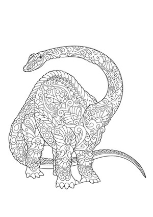 Brachiosaurus mandala, detailed dinossauro coloring page, free printable
