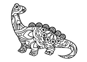 Estegossauro mandala, detalhada mandala de dinossauro coloring page, free printable