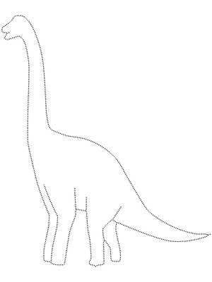 Brachiosaurus em contorno pontilhado, fácil rastreamento de dinossauro, página de colorir gratuita