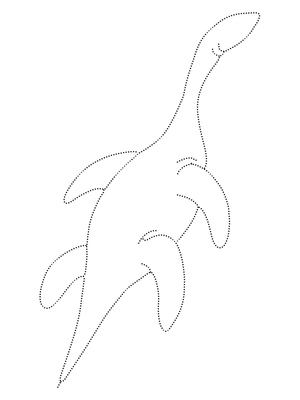 Página de Colorir e Traçar Dinossauro Nadando