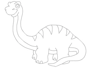 Brontossauro sorridente, fácil página de colorir de dinossauro, impressão gratuita