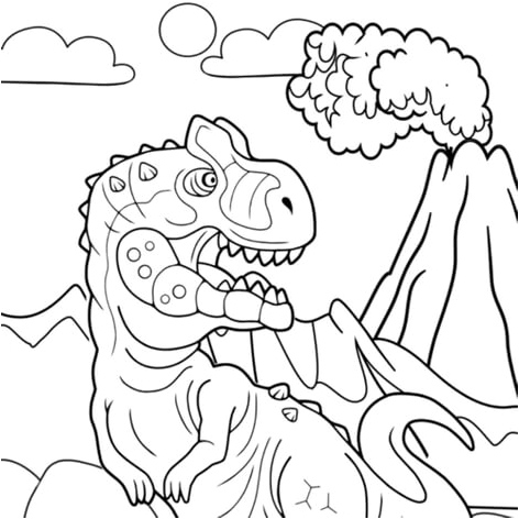 Página para Colorir Retrato de Dinossauro
