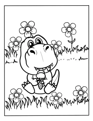 Dinossauro curtindo sorvete Coloring Page