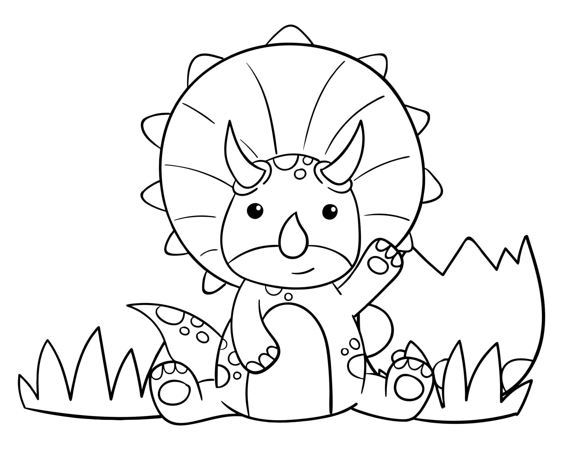 Página para Colorir Tricerátopo Feliz