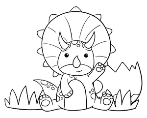 Página para Colorir Tricerátopo Feliz