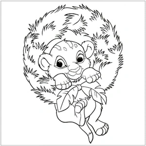 Página para Colorir Bebê Simba de Natal