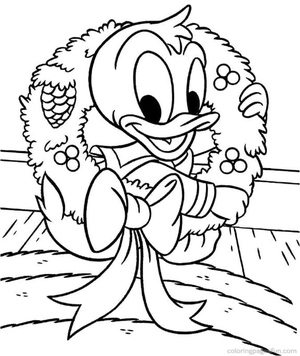 Página de Colorir de Natal do Bebê Pato Donald