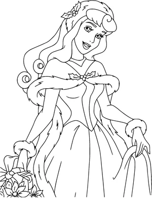 Página para Colorir Princesa Aurora Celebrando o Natal