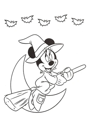 Página para Colorir Página Adorável de Halloween da Minnie Mouse Disney