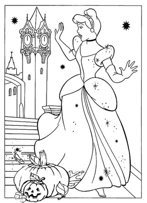 Página para Colorir Cinderela Halloween da Disney