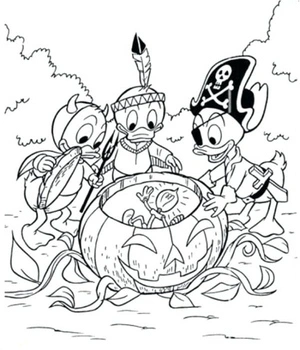 Página para Colorir Halloween da Disney com Billy, Willie e Dilly