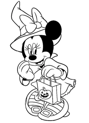 Página para Colorir Página de Colorir Disney de Halloween com Minnie Mouse