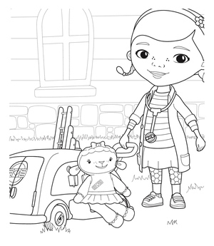 Página para Colorir da Doc McStuffins e Lambie