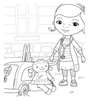 Página para Colorir Página para Colorir da Doc McStuffins e Lambie