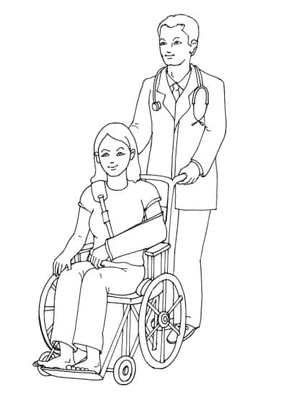 Página para Colorir Um Profissional de Saúde e um Paciente