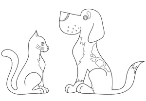 Página para Colorir Gatos e Cães Básicos