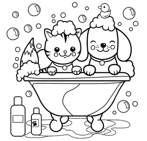 Gato e Cachorro no Banheiro