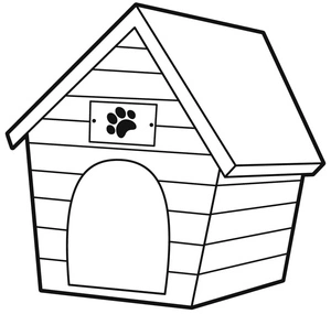 Canil simples, fácil casinha de cachorro página para colorir, impressão gratuita