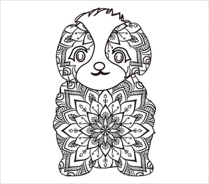 Página para Colorir Mandala de Cachorrinho Adorável