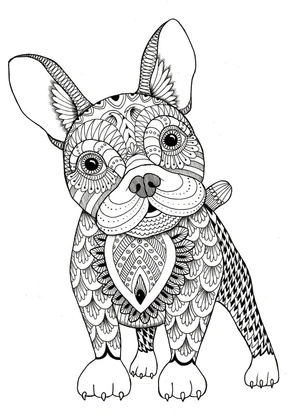 Página para Colorir Mandala com Bulldog Cômico