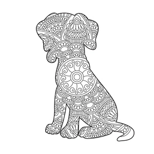 Página para Colorir Mandala de um Cachorro Amigável