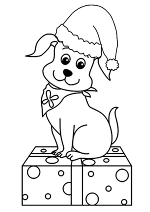 Página para Colorir Cachorro de Natal