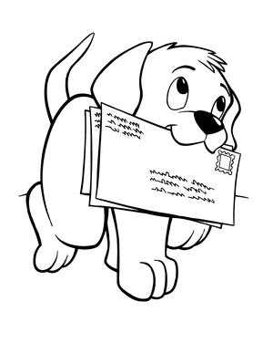 Página para Colorir Cão Entregando Correspondência