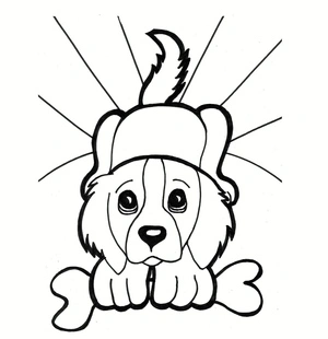 Página para Colorir Cachorro com osso
