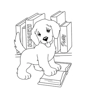 Página para Colorir Cachorro Leitor