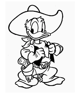 Página para Colorir Pato Donald o Cowboy