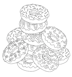 Página para Colorir Donuts Deliciosos