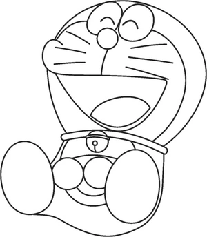 Página para Colorir Doraemon Alegre