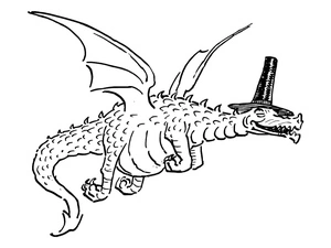 Página para Colorir Dragão usando chapéu