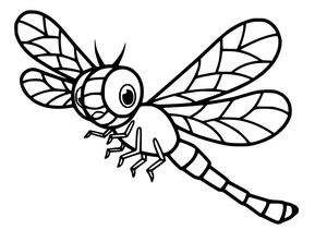 Página para Colorir Libélula Fofa de Desenho Animado