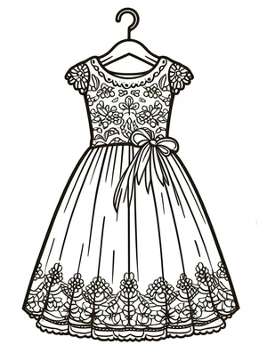 Página para Colorir Vestido Grátis para Meninas