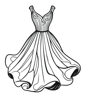 Página para Colorir Vestido Bonito