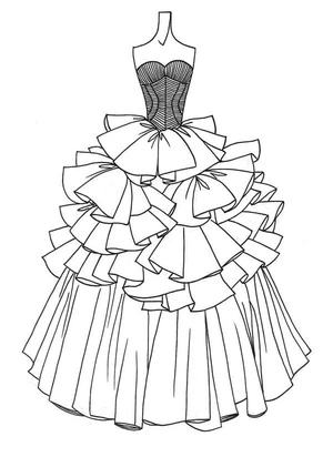 Página para Colorir de Vestido para Imprimir