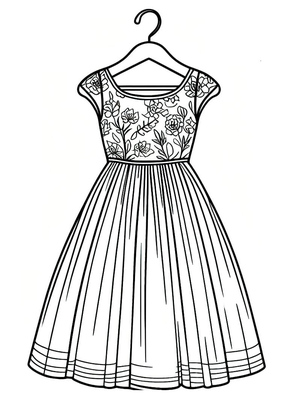 Imagem de Vestido para Imprimir - Versão Sem Colorir