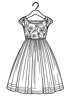 Página para Colorir Imagem de Vestido para Imprimir - Versão Sem Colorir
