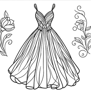 Páginas para Colorir de um Vestido Bonito